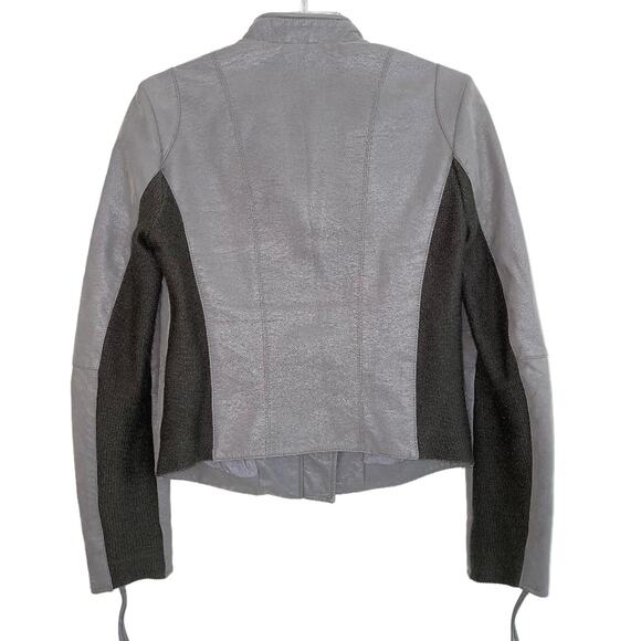 Free People Cool & Clean Gray Vegan Faux Suede Moto Jacket Chic Edgy Size 4 - Picture 7 of 7